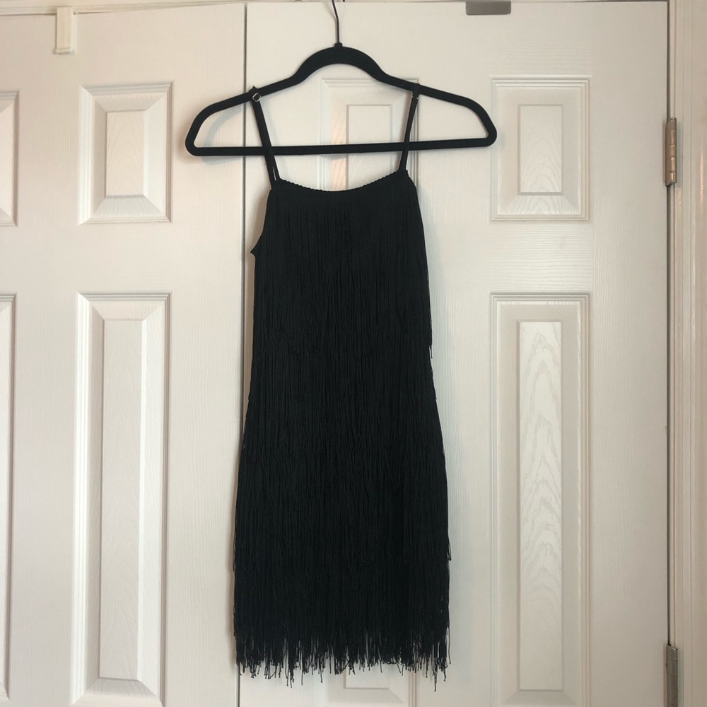 Black fringe flapper dress